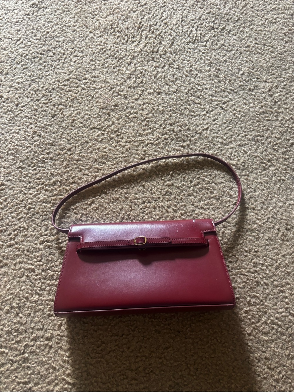 VERAFIED Cherry Red Belted Shoulder Bag Leather Trim Flap Top Revolve